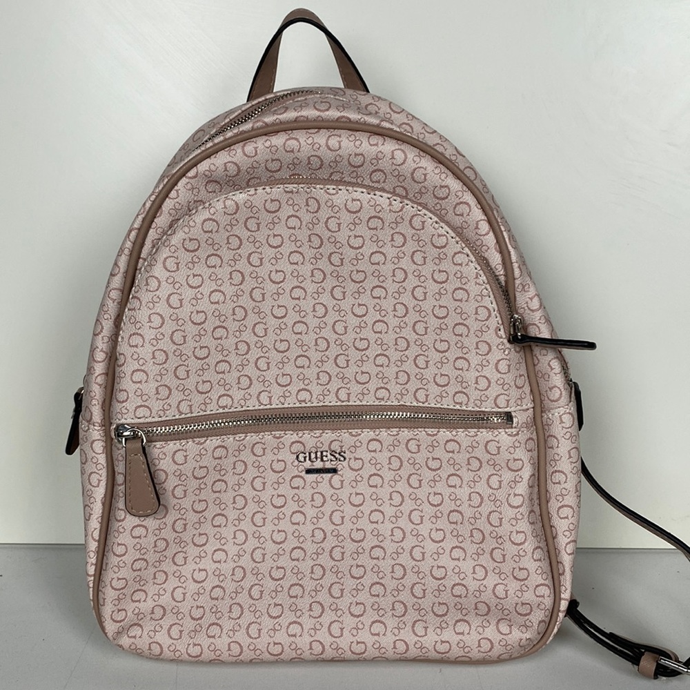 Guess Pink Logo Backpack EUC 3 Pocket